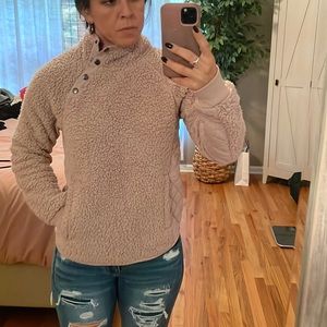 Abercrombie Soft AF Sherpa Sweatshirt XS Mauve Pink